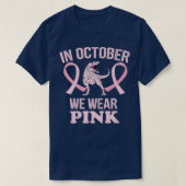 In oktober Draag we roze dinosauriërs met een bors T-shirt (Design voorkant)