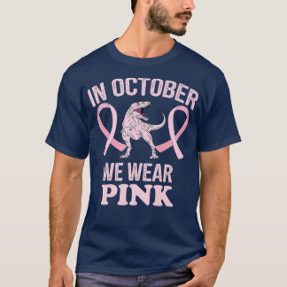 In oktober Draag we roze dinosauriërs met een bors T-shirt