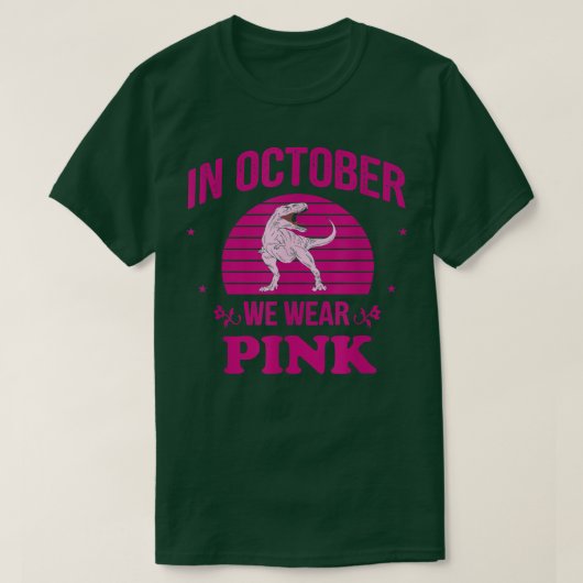 In oktober Draag we roze dinosauriërs met een bors T-shirt (Design voorkant)