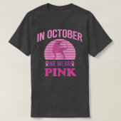 In oktober Draag we roze dinosauriërs met een bors T-shirt (Design voorkant)
