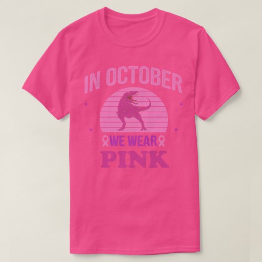 In oktober Draag we roze dinosauriërs met een bors T-shirt (Design voorkant)