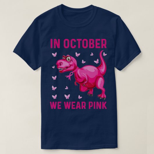 In oktober Draag we roze dinosaurus T-shirt (Design voorkant)