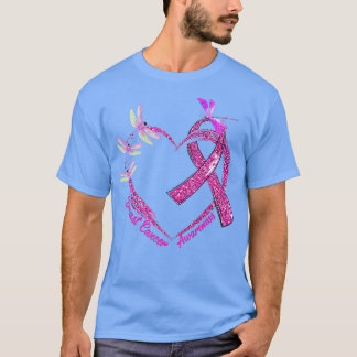 In oktober Draag we roze dragonfly hartborst T-shirt