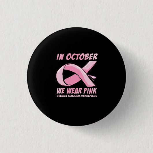 In oktober Draag we roze dragonfly Ronde Button 3,2 Cm (Voorkant)