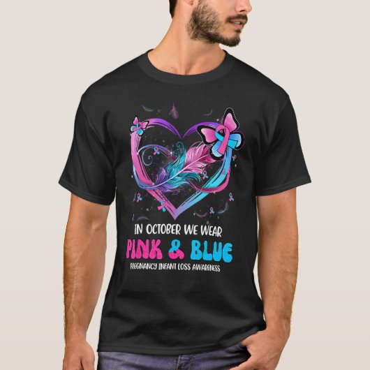 In oktober Draag we roze en blauwe Baby T-shirt (Voorkant)