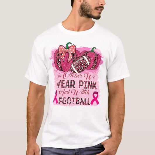 In oktober Draag we roze en horloge Football T-shirt (Voorkant)