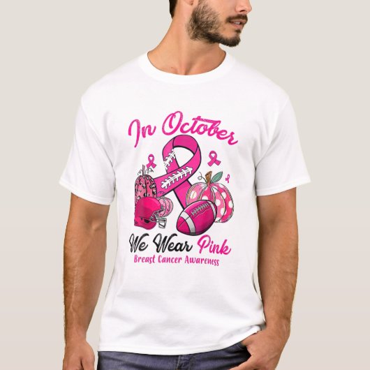 In oktober Draag we roze en kijken we naar Footbal T-shirt (Voorkant)