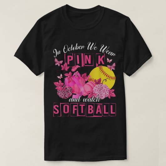 In oktober Draag we roze en kijken we naar het sof T-shirt (Design voorkant)