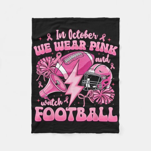 In oktober Draag we roze en kijken we naar Voetbal Fleece Deken (Voorkant)