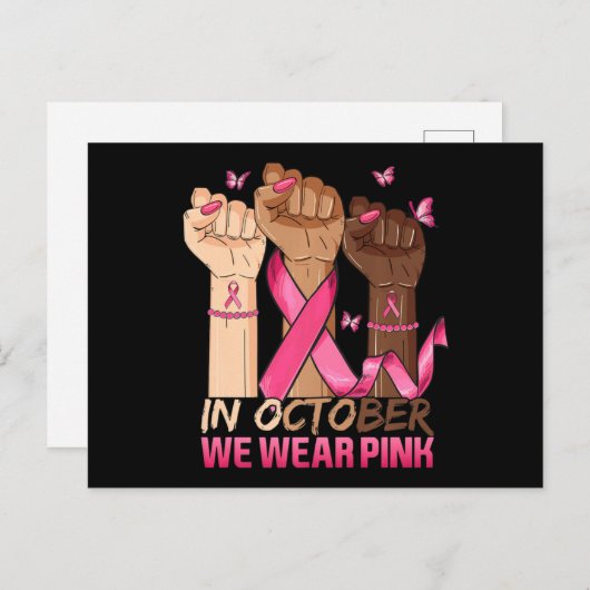 In oktober Draag we roze en lintborstkanker Briefkaart (Voorkant / Achterkant)