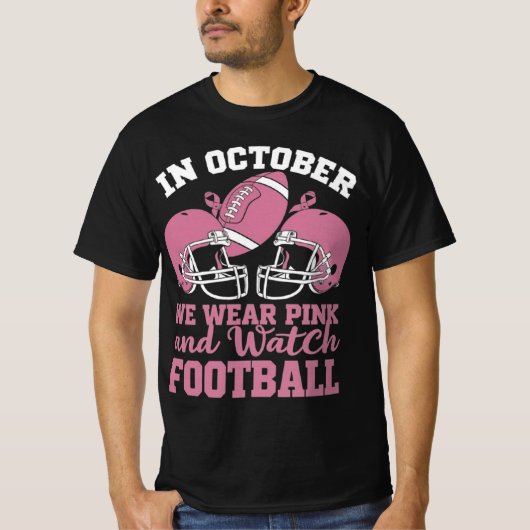 In oktober Draag we roze en observeer Football T-shirt (Voorkant)