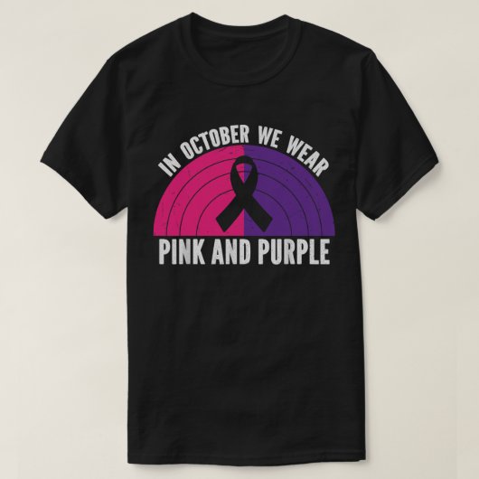 In oktober Draag we roze en Paars oktober awarene T-shirt (Design voorkant)