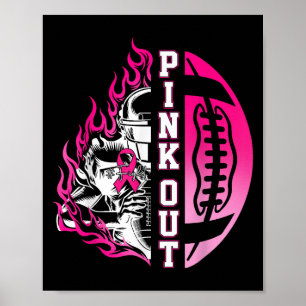 In oktober Draag we roze Football borstkanker Awa Poster