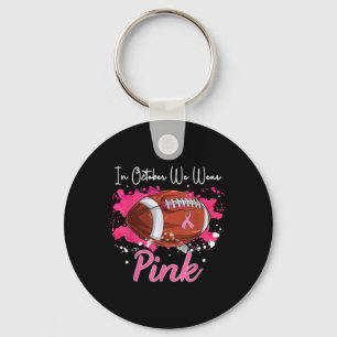In oktober Draag we roze Football borstkanker Awa Sleutelhanger