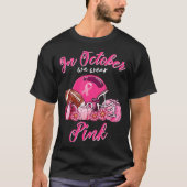 In oktober Draag we roze Football borstkanker T-shirt (Voorkant)