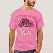In oktober Draag we roze Football pompoenen T-shirt (Voorkant)