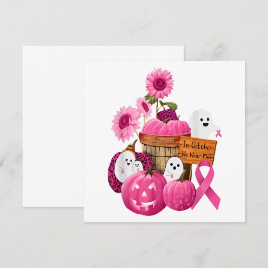 In oktober Draag we roze geesten en pompoenen voor Kaart (Voorkant / Achterkant)