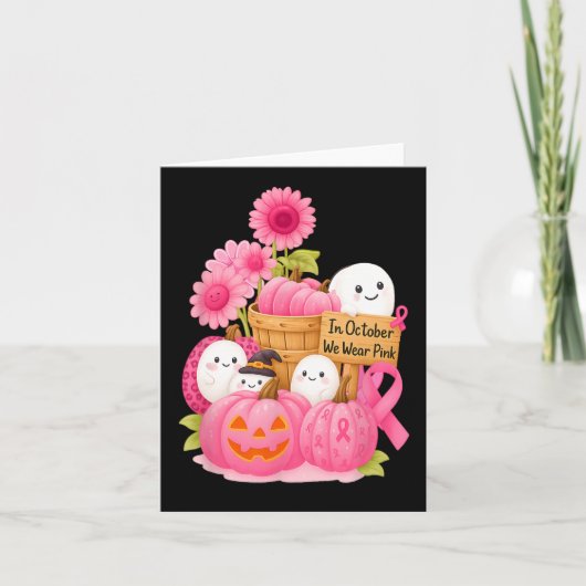In oktober Draag we roze geesten en pompoenen voor Kaart (Voorkant)