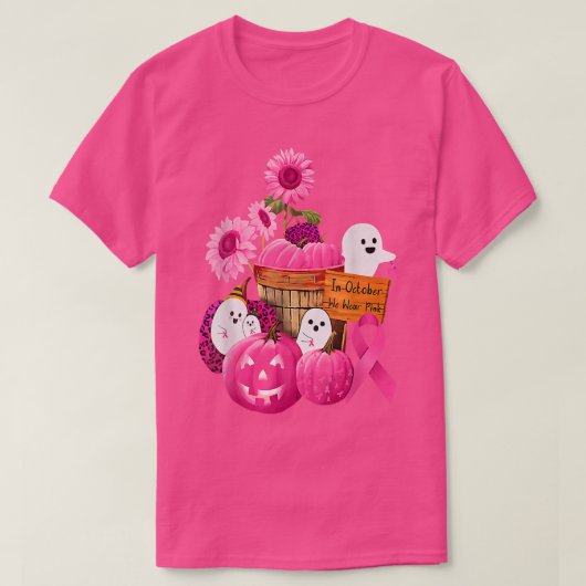 In oktober Draag we roze geesten en pompoenen voor T-shirt (Design voorkant)
