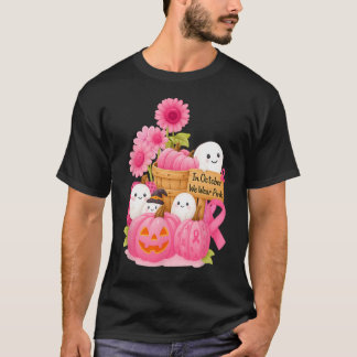 In oktober Draag we roze geesten en pompoenen voor T-shirt