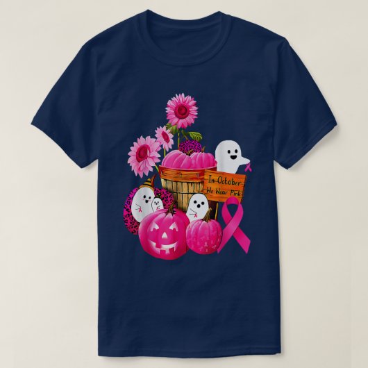 In oktober Draag we roze geesten en pompoenen voor T-shirt (Design voorkant)