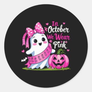 In oktober Draag we roze Ghost Breast Cancer Aware Ronde Sticker