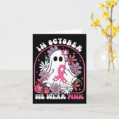 In oktober Draag we Roze Ghost Floral borstkanker Kaart (Gele Bloem)