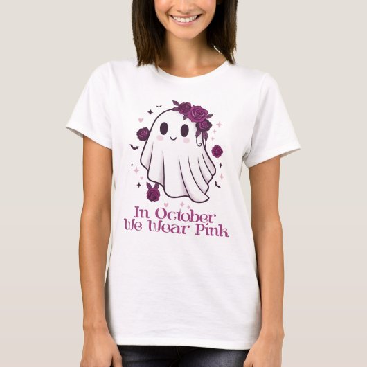 In oktober Draag we roze Ghost T-shirt (Voorkant)