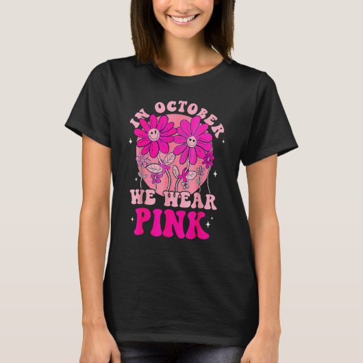 In oktober Draag we roze glimlachte roovy Vinta T-shirt (Voorkant)
