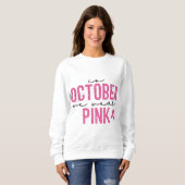 In oktober Draag we roze glitter Trui (Voorkant volledig)
