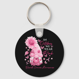 In oktober Draag we roze gnomen borstkanker Sleutelhanger