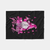 In oktober Draag we roze Gnomen Breast Cancer Fleece Deken (Voorkant (Horizontaal))