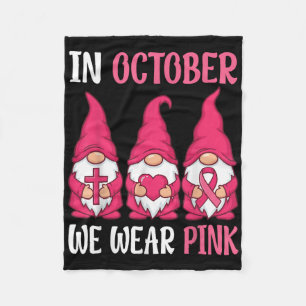 In oktober Draag we roze Gnomen Breast Cancer Fleece Deken