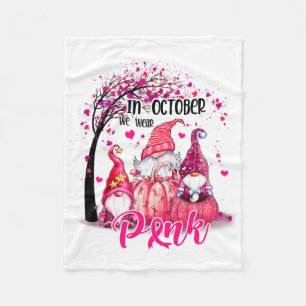 In oktober Draag we roze Gnomen Breast Cancer Fleece Deken