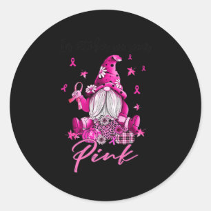 In oktober Draag we roze Gnomen Breast Cancer Ronde Sticker