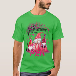 In oktober Draag we roze Gnomen Breast Cancer T-shirt