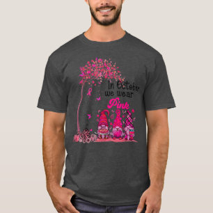In oktober Draag we roze gnomen Herfst Breast Canc T-shirt
