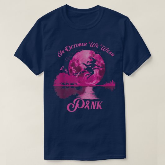 In oktober Draag we roze grappige heks-borstkanker T-shirt (Design voorkant)