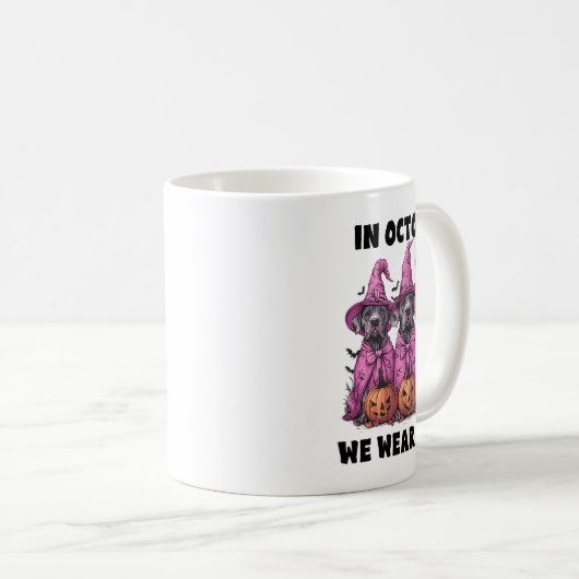 In oktober Draag we roze Great Dane Halloween Brea Koffiemok (Voorkant rechts)