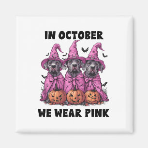 In oktober Draag we roze Great Dane Halloween Brea Magneet