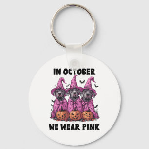 In oktober Draag we roze Great Dane Halloween Brea Sleutelhanger