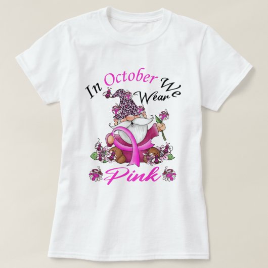 In oktober Draag we roze groene borstkanker T-shirt (Design voorkant)