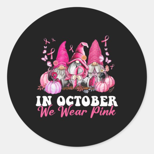 In oktober Draag we roze groene waren Ronde Sticker (Voorkant)