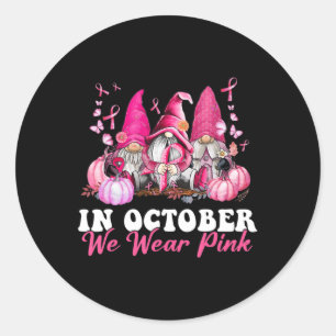 In oktober Draag we roze groene waren Ronde Sticker