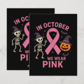In oktober Draag we roze halloween borstkanker Feestdagenkaart (Voorkant / Achterkant)