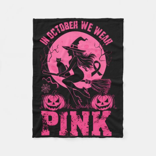 In oktober Draag we roze halloween borstkanker. Fleece Deken (Voorkant)