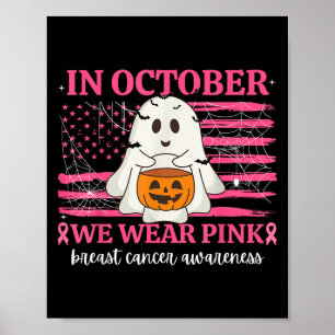 In oktober Draag we roze halloween borstkanker. Poster