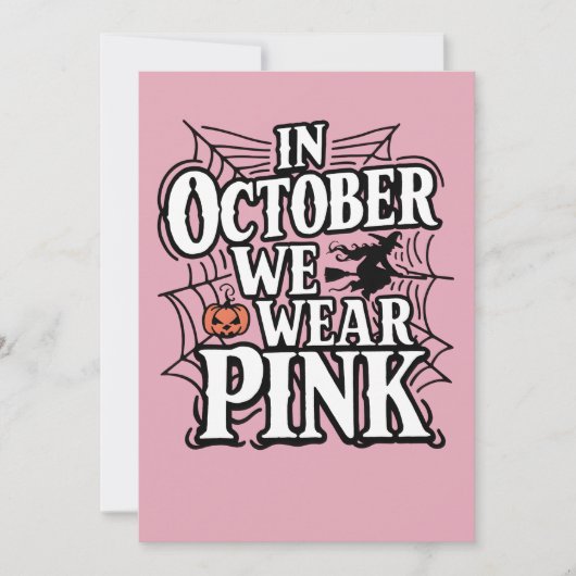 In oktober Draag we roze halloween heks Bedankkaart (Voorkant)
