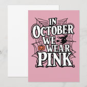 In oktober Draag we roze halloween heks Bedankkaart (Voorkant / Achterkant)