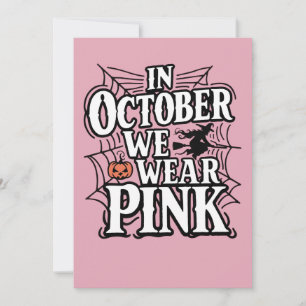 In oktober Draag we roze halloween heks Bedankkaart